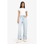 DeFacto Relax Fit Yüksek Bel Düz Paça Uzun Jean Kar Yıkamalı Pantolon, 40, G4930AX26SM, Mavi-NM39, Kadın