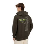 DeFacto Rick and Morty Boxy Fit Kapüşonlu Sırt Baskılı Sweatshirt Antrasit M