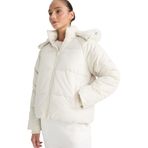 DeFacto Rüzgar Geçirmez Regular Fit Kapüşonlu Mont, XL, Regular Fit Kapüşonlu Mont, Ekru-ER238, Kadın