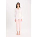 DeFacto Sigaret Saten Kumaş Pantolon Normal Bel Basıc Beli Lastikli, 44, J8743AZ25SM, Pembe, Kadın