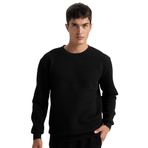 DeFacto Siyah Regular Fit Bisiklet Yaka Jakarlı Sweatshirt, S, D5392AX24AU, Siyah-BK27, erkek