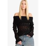 DeFacto Slim Fit Açık Omuz Kazak Siyah, M, G1333AX25WN, Siyah-BK27, Kadın