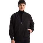 DeFacto Slim Fit Astarlı Fermuarlı Krinkıl Mont, 2XL, Slim Fit Astarlı Fermuarlı Krinkıl Mont, Siyah-BK27, Erkek