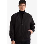 DeFacto Slim Fit Astarlı Fermuarlı Krinkıl Mont, XL, Slim Fit Astarlı Fermuarlı Krinkıl Mont, Siyah-BK27, Erkek