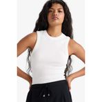 DeFacto Slim Fit Basic Düz Bisiklet Yaka Fitilli Kaşkorse Atlet, S, F8721AX25AU, Beyaz, Kadın