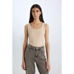 DeFacto Slim Fit Basic Düz Kare Yaka Atlet C2622AX25SP - 2XL - Bej-BG115