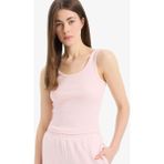 DeFacto Slim Fit Basic Düz Yuvarlak Yaka Fitilli Kaşkorse Atlet E5540AX25SM - Pembe-PN38