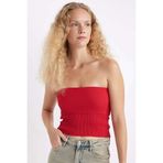 DeFacto Slim Fit Basic Straplez Bluz, S, D4231AX24HS, Kırmızı-RD119