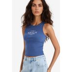 DeFacto Slım Fıt Baskılı Halter Yaka Fitilli Kaşkorse Atlet, 2XL, F6239AX25HSIN231-218052, İndigo, Kadın