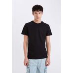 DeFacto Slim Fit Bisiklet Yaka Baskılı Kısa Kollu Tişört, S, TYCD84CD8401A2C3917248505, Siyah-BK81, Erkek