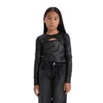 DeFacto Slim Fit Bisiklet Yaka Parlak Kaşkorse Uzun Kollu Tişört Kız Çocuk, 11-12 Yaş, D5419A824WN, Siyah-BK81, Kız çocuk