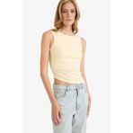 DeFacto Slim Fit Bisiklet Yaka Ribana Atlet, XS, F6275AX25SM, Sarı-YL239, Kadın