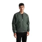 DeFacto Slim Fit Bomber Mont Ceket Dar Kesim Kolej Yaka Fermuarlı Çift Cepli Mevsimlik Hafif Yeşil 3XL