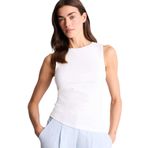DeFacto Slim Fit Dar Kesim Asimetrik Kayık Yaka Ribana Atlet, S, F6275AX25SM, Ekru-ER105, Kadın