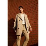DeFacto Slim Fit Dar Kesim Astarlı Düğmeli Cepli Kemerli Mevsimlik Baharlık Trençkot, 2XL, D5528AX25AU, Kahve-BN295, Erkek