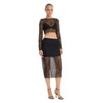 DeFacto Slim Fit Dar Kesim Astarlı Midi Dantelli Etek, L, E0465AX24AU, Siyah-BK81, Kadın