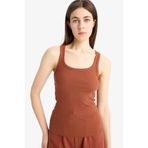 DeFacto Slim Fit Dar Kesim Basic Düz Yuvarlak Yaka Fitilli Kaşkorse Atlet, S, E5539AX25SM, Bordo-BR49