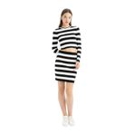 DeFacto Slim Fit Dar Kesim Beli Lastikli Çizgili Mini Triko Etek, L, C7128AX24WN, Siyah-BK27, Kadın