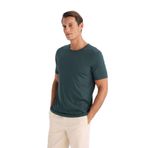 DeFacto Slim Fit Dar Kesim Bisiklet Yaka Modal Karışımlı Pamuklu Basic Düz Kısa Kollu Tişört, S, M6606AZ25SP, Yeşil-GN536, Erkek