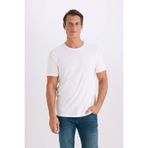 DeFacto Slim Fit Dar Kesim Bisiklet Yaka Modal Karışımlı Pamuklu Basic Düz Kısa Kollu Tişört, XXL, M6606AZ25SP, Beyaz, Erkek