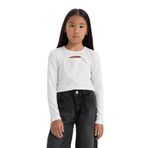 DeFacto Slim Fit Dar Kesim Bisiklet Yaka Parlak Kumaş Fitilli Kaşkorse Uzun Kollu Tişört Kız Çocuk, 11-12 Yaş, D5419A824WN, Ekru-ER118, Kız çocuk