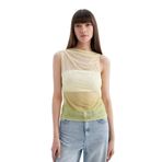 DeFacto Slim Fit Dar Kesim Degaje Yaka Degrade Tül Atlet, L, C9322AX24SM, Sarı-YL512, Kadın