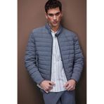 DeFacto Slim Fit Dar Kesim Dik Yaka Astarlı Fermuarlı Cepli Kışlık Mont, L, Slim Fit Dar Kesim Dik Yaka Astarlı Fermuarlı Cepli Kışlık Mont, Gri-GR221, Erkek