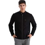 DeFacto Slim Fit Dar Kesim Dik Yaka Astarlı Fermuarlı Cepli Mevsimlik Baharlık Mont, S, Slim Fit Dik Yaka Fermuarlı Mont, Siyah-BK27, Erkek