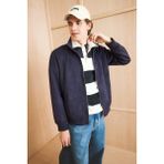 DeFacto Slim Fit Dar Kesim Dik Yaka Astarlı Fermuarlı Cepli Süet Mevsimlik Baharlık Mont D1524AX25AU - Lacivert-NV64 - 3XL