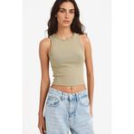 Defacto Slim Fit Dar Kesim Halter Yaka Fitilli Kaşkorse Atlet, 2XL, A8859AX25AU, Haki-KH459, Kadın, XXL