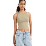 DeFacto Slim Fit Dar Kesim Halter Yaka Fitilli Kaşkorse Atlet, 2XL, A8859AX25AU, Haki-KH459, Kadın