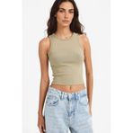 DeFacto Slim Fit Dar Kesim Halter Yaka Fitilli Kaşkorse Atlet, S, A8859AX25AU, Haki-KH459, Kadın