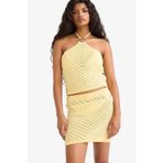 DeFacto Slim Fit Dar Kesim Halter Yaka Toka Detaylı Kroşe Atlet, S, G1193AX25HS, Sarı-YL183