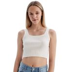 DeFacto Slim Fit Dar Kesim Kare Yaka Triko Atlet, L, U6412AZ24AU, Ekru-ER103