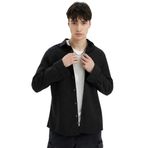 DeFacto Slim Fit Dar Kesim Pamuklu Basic Düz Uzun Kollu Gömlek, M, A4644AX24AU, Siyah, Erkek