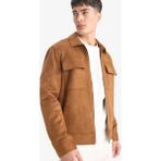 DeFacto Slim Fit Dar Kesim Polo Yaka Astarlı Fermuarlı Cepli Mevsimlik Baharlık Süet Mont Y5362AZ25AU - Kahve-BN164 - 2XL