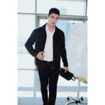 DeFacto Slim Fit Dar Kesim Polo Yaka Astarlı Fermuarlı Cepli Mevsimlik Baharlık Süet Mont Y5362AZ25AU - Siyah-BK27 - 2XL