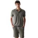 DeFacto Slim Fit Dar Kesim Polo Yaka Dokulu Kısa Kollu Krinkıl Tişört, M, TYC4W6Q2LN174727605532311, Haki-KH401, Erkek
