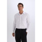 DeFacto Slim Fit Dar Kesim Polo Yaka Kolay Ütülenen Oxford Basic Düz Uzun Kollu Gömlek, M, R4340AZ25SP, Beyaz-WT36, Erkek