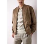 DeFacto Slim Fit Dar Kesim Süet Kolej Yaka Fermuarlı Çift Cepli Mevsimlik Baharlık Bomber Mont Ceket A3866AX25SP - Kahve-BN297