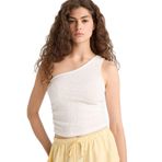 DeFacto Slim Fit Dar Kesim Tek Omuzlu Dantel Beyaz Atlet, S, F5946AX25HS, Beyaz-WT32, Kadın