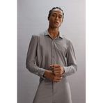 DeFacto Slim Fit Dar Kesim Uzun Kollu Açık Gri Gömlek, M, E9356AX25AU, Gri-GR456, Erkek