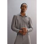 DeFacto Slim Fit Dar Kesim Uzun Kollu Açık Gri Gömlek, S, E9356AX25AU, Gri-GR456, Erkek