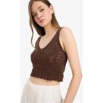 DeFacto Slim Fit Dar Kesim V Yaka Kroşe Askılı Bluz F4146AX25SM - Kahve-BN341