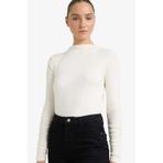 Defacto Slim Fit Dar Kesim Yarım Balıkçı Yaka Ribana Uzun Kollu Tişört G7701ax25wnwt46 Beyaz-wt46