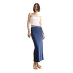DeFacto Slim Fit Dar Kesim Yırtmaçlı Midi Etek, 36, F8335AX25SM, İndigo-IN179, Kadın