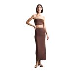 DeFacto Slim Fit Dar Kesim Yırtmaçlı Midi Etek, 38, F8335AX25SM, Kahve-BN306, Kadın