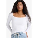 Defacto Slim Fit Dar Kesim Yuvarlak Yaka Basic Düz Fitilli Kaşkorse Uzun Kollu Tişört E5768ax25auwt83 Beyaz