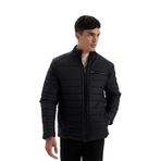 DeFacto Slim Fit Dik Yaka Fermuar Kapamalı Cepli Suni Deri Ceket Mont Siyah M