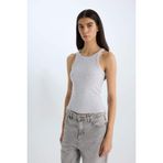 DeFacto Slim Fit Halter Yaka Basic Fitilli Kaşkorse Atlet, L, E2176AX25SP, Gri-GR93